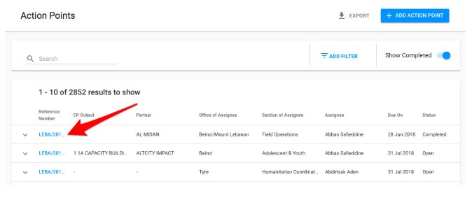 Complete an Action Point – eTools Help Center / UNICEF
